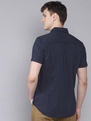 navy blue printed casual shirt - 16672655 - Standard Image - 2