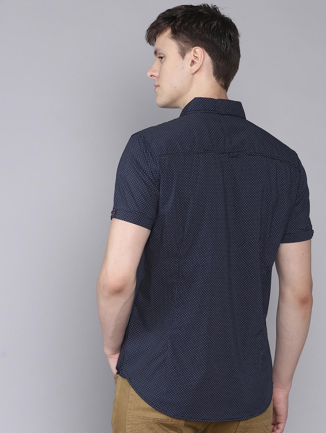 navy blue printed casual shirt - 16672655 - Zoom Image - 2