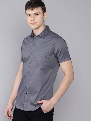 grey solid casual shirt - 16672656 - Standard Image - 2