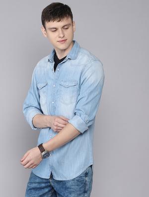 blue faded casual shirt - 16672662 - Standard Image - 2