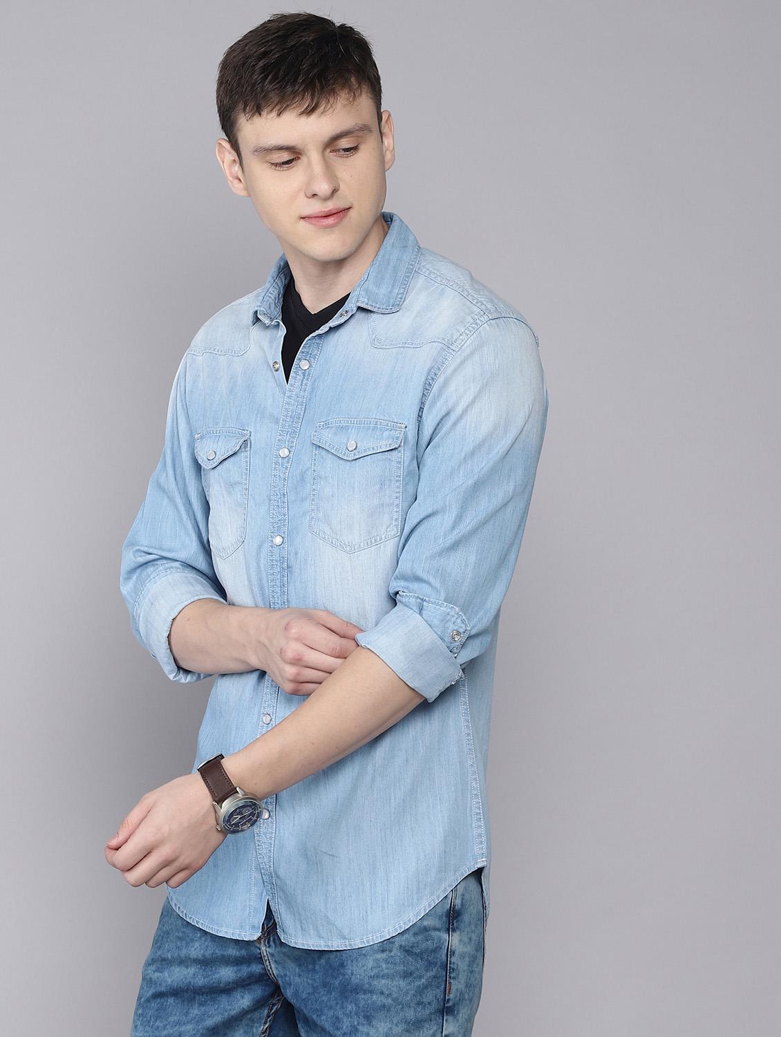 blue faded casual shirt - 16672662 - Zoom Image - 2
