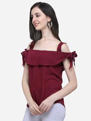 cold shoulder side tie up top - 16672698 - Standard Image - 2
