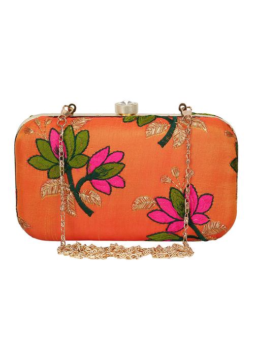 orange faux silk box clutch - 16672779 - Standard Image - 1