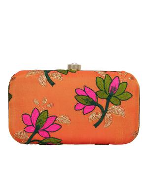 orange faux silk box clutch - 16672779 - Standard Image - 2