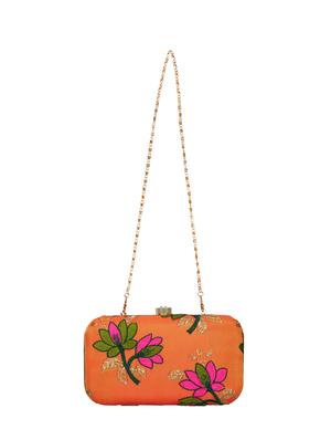 orange faux silk box clutch - 16672779 - Standard Image - 5