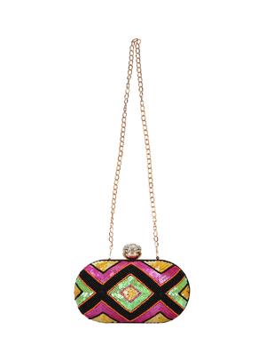 black faux silk box clutch - 16672780 - Standard Image - 5