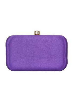 purple faux silk box clutch - 16672781 - Standard Image - 2