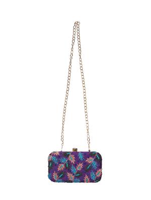 purple faux silk box clutch - 16672781 - Standard Image - 5