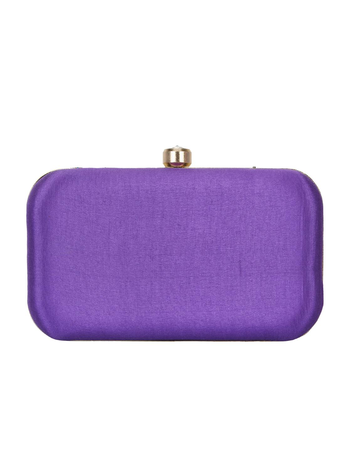 purple faux silk box clutch - 16672781 - Zoom Image - 2