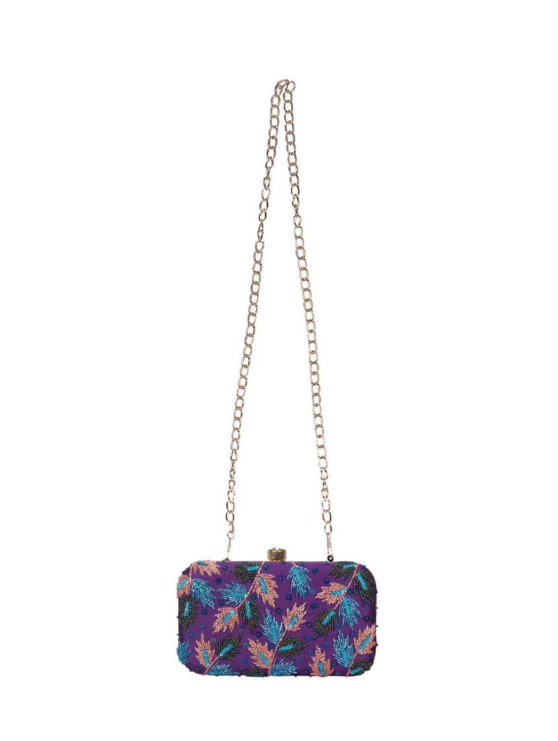 purple faux silk box clutch - 16672781 - Zoom Image - 5