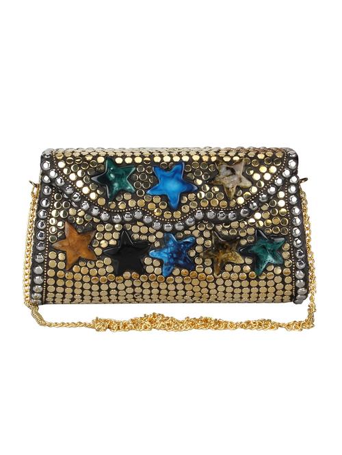 gold metal box clutch - 16672788 - Standard Image - 1