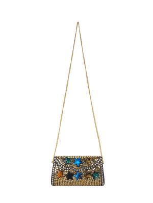 gold metal box clutch - 16672788 - Standard Image - 5