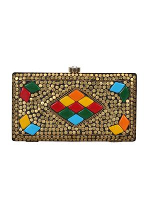 gold metal box clutch - 16672789 - Standard Image - 2