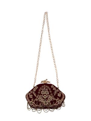 maroon velvet box clutch - 16672796 - Standard Image - 5