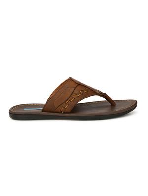 brown leatherette toe separator slippers - 16672851 - Standard Image - 2