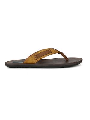 brown leatherette toe separator slippers - 16672852 - Standard Image - 2