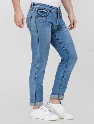 light blue solid plain jeans - 16672954 - Standard Image - 2