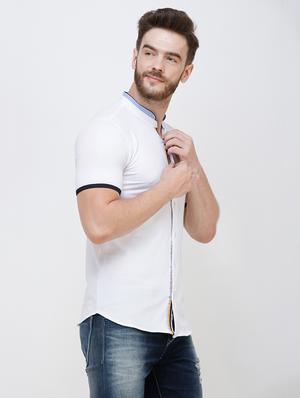 white solid casual shirt - 16673009 - Standard Image - 2