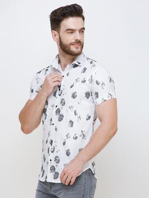 white floral printed casual shirt - 16673028 - Standard Image - 2