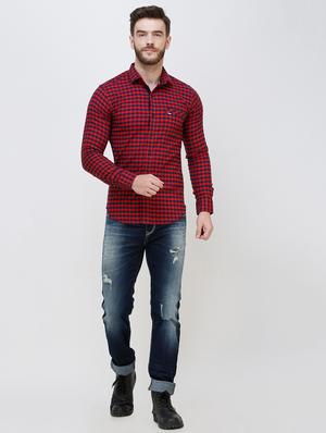 red checkered casual shirt - 16673033 - Standard Image - 5