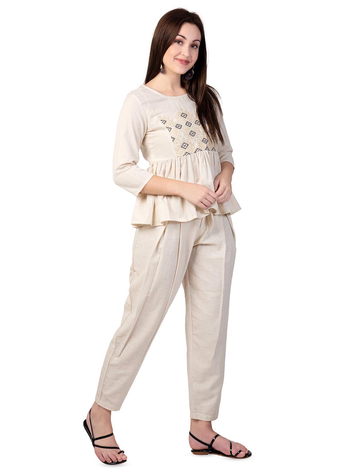 embroidered detail gathered top - 16673407 - Zoom Image - 2
