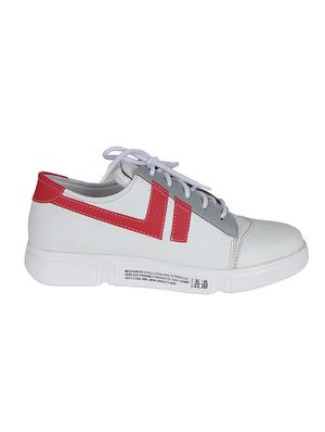 white leatherette lace up sneakers - 16673585 - Standard Image - 2