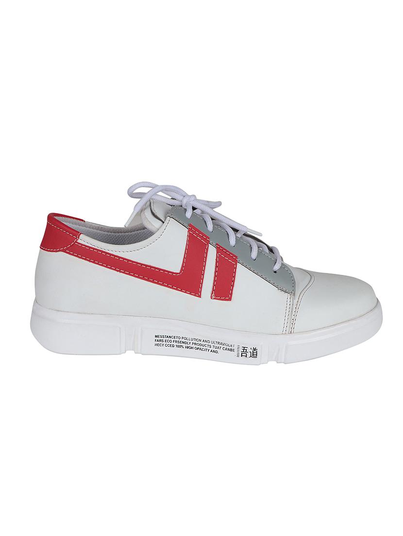 white leatherette lace up sneakers - 16673585 - Zoom Image - 2