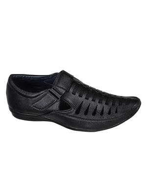 black faux leather slip on sandals - 16673594 - Standard Image - 2