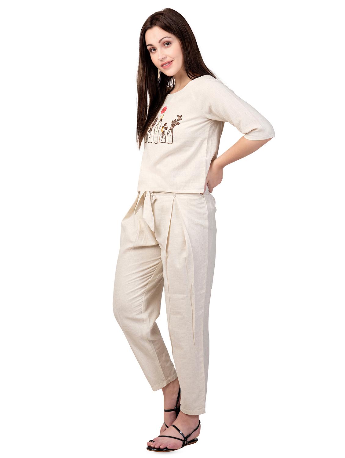 embroidered detail buttoned back top - 16673696 - Zoom Image - 2