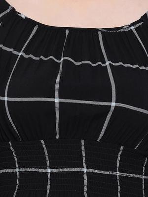 round neck smock detail checkered top - 16673807 - Standard Image - 5