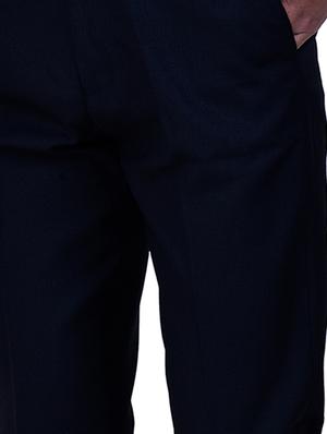dark blue solid flat front formal trouser - 16673848 - Standard Image - 5