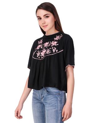 mock neck embroidered top - 16674087 - Standard Image - 2