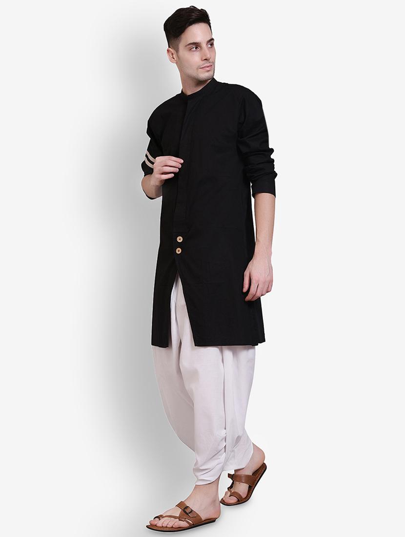 black solid asymmetric kurta - 16674088 - Zoom Image - 2