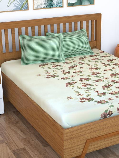 cotton double bedsheet with 2 pillow covers - 16674105 - Standard Image - 1