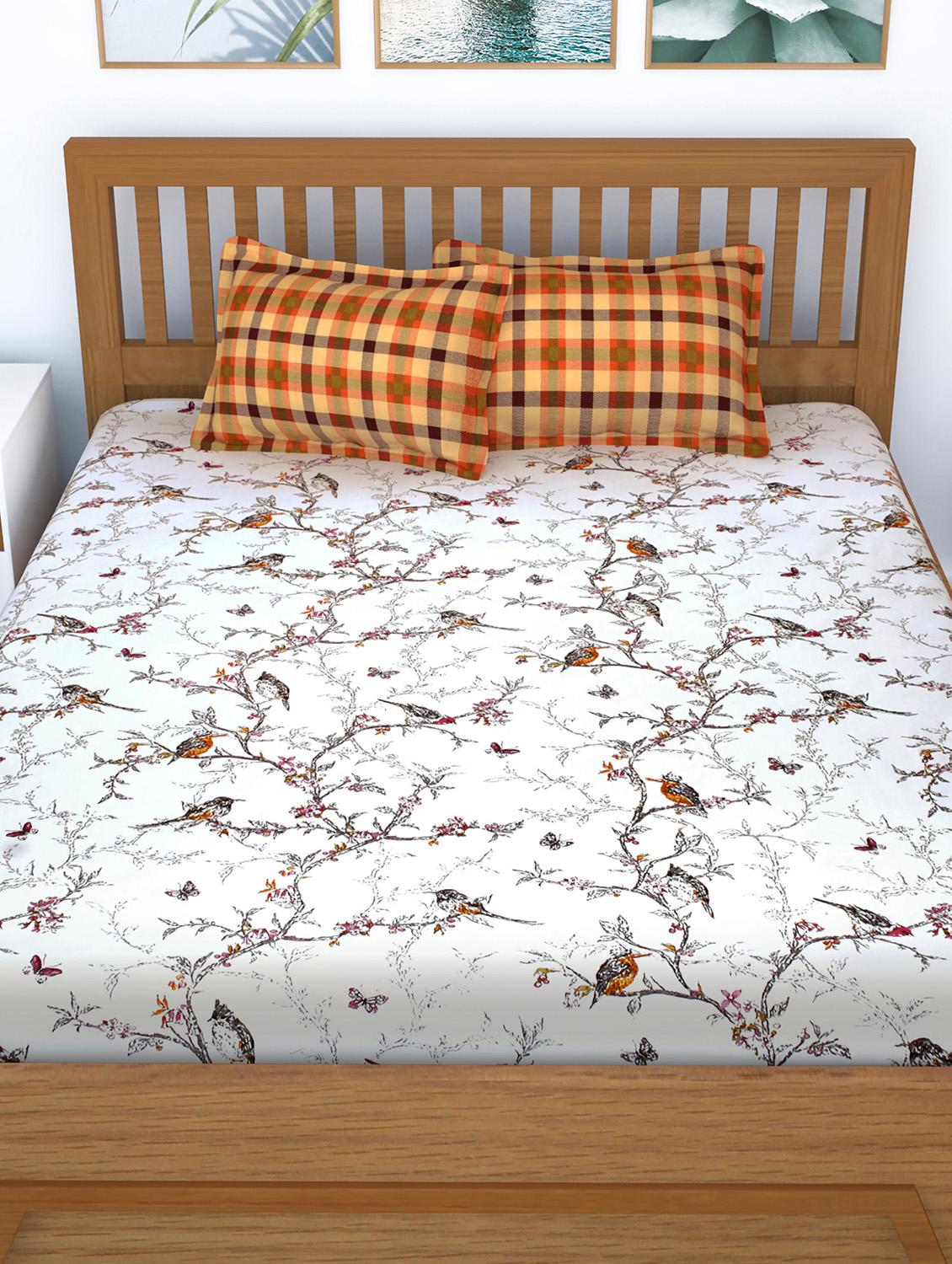 cotton double bedsheet with 2 pillow covers - 16674107 - Zoom Image - 2