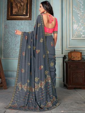 floral printed saree with blouse - 16674171 - Standard Image - 2