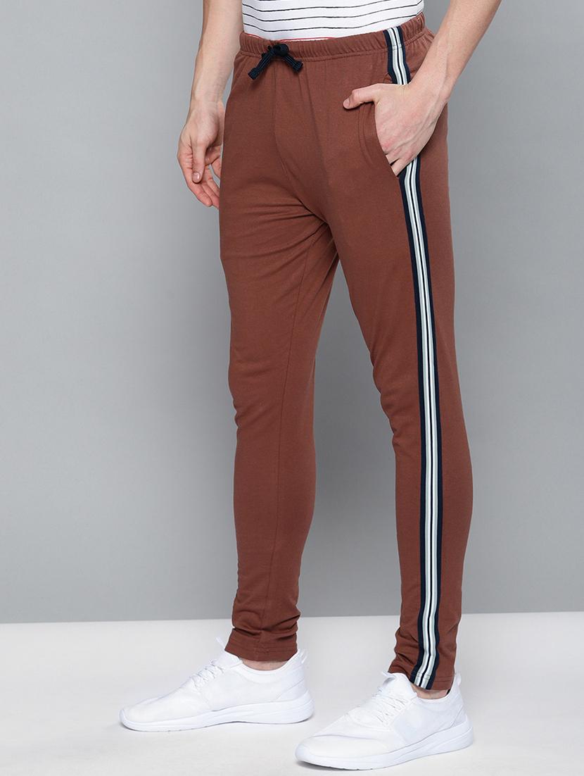 brown side striped full length track pant - 16674388 - Zoom Image - 2