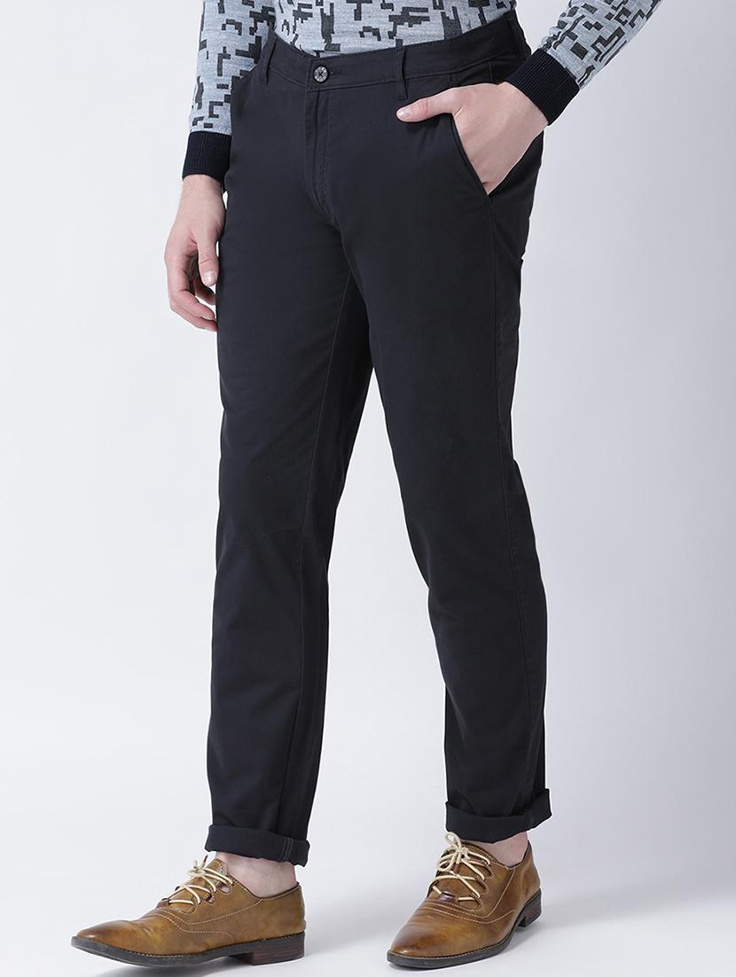 navy blue solid chinos - 16674471 - Zoom Image - 2