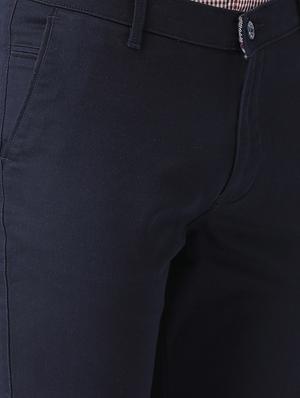 navy blue solid chinos - 16674477 - Standard Image - 5