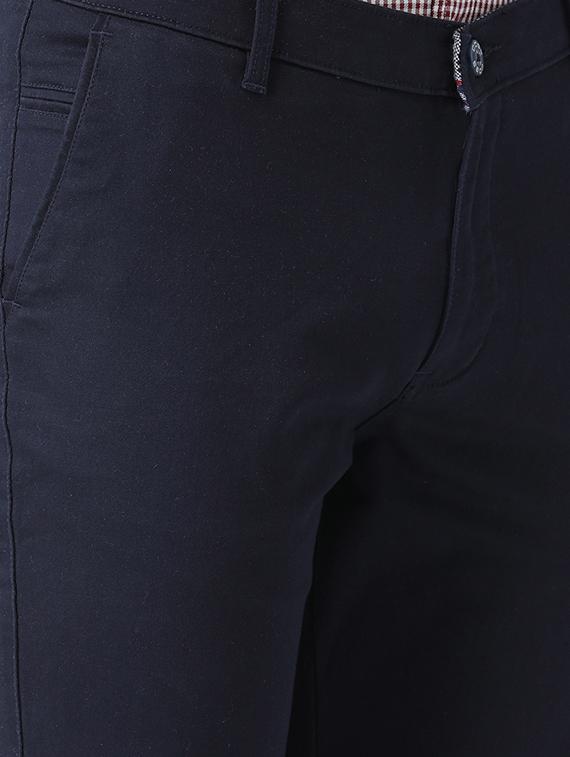 navy blue solid chinos - 16674477 - Zoom Image - 5