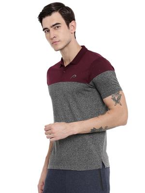 grey color block polo t-shirt - 16674541 - Standard Image - 2
