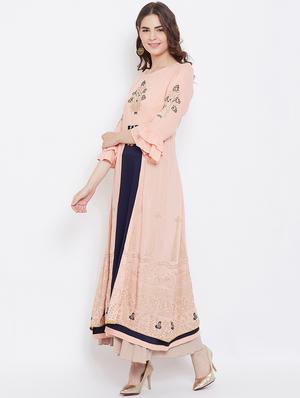 block print layered kurta - 16674657 - Standard Image - 2