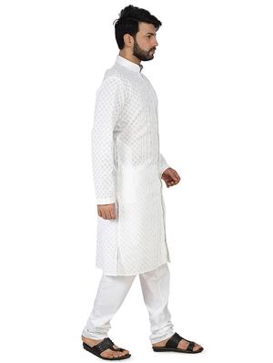 white embroidered kurta pyjama set - 16674698 - Standard Image - 2
