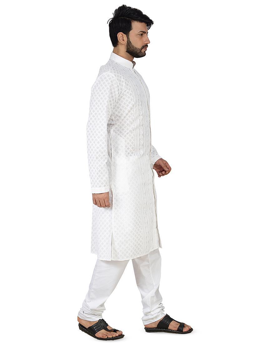 white embroidered kurta pyjama set - 16674698 - Zoom Image - 2