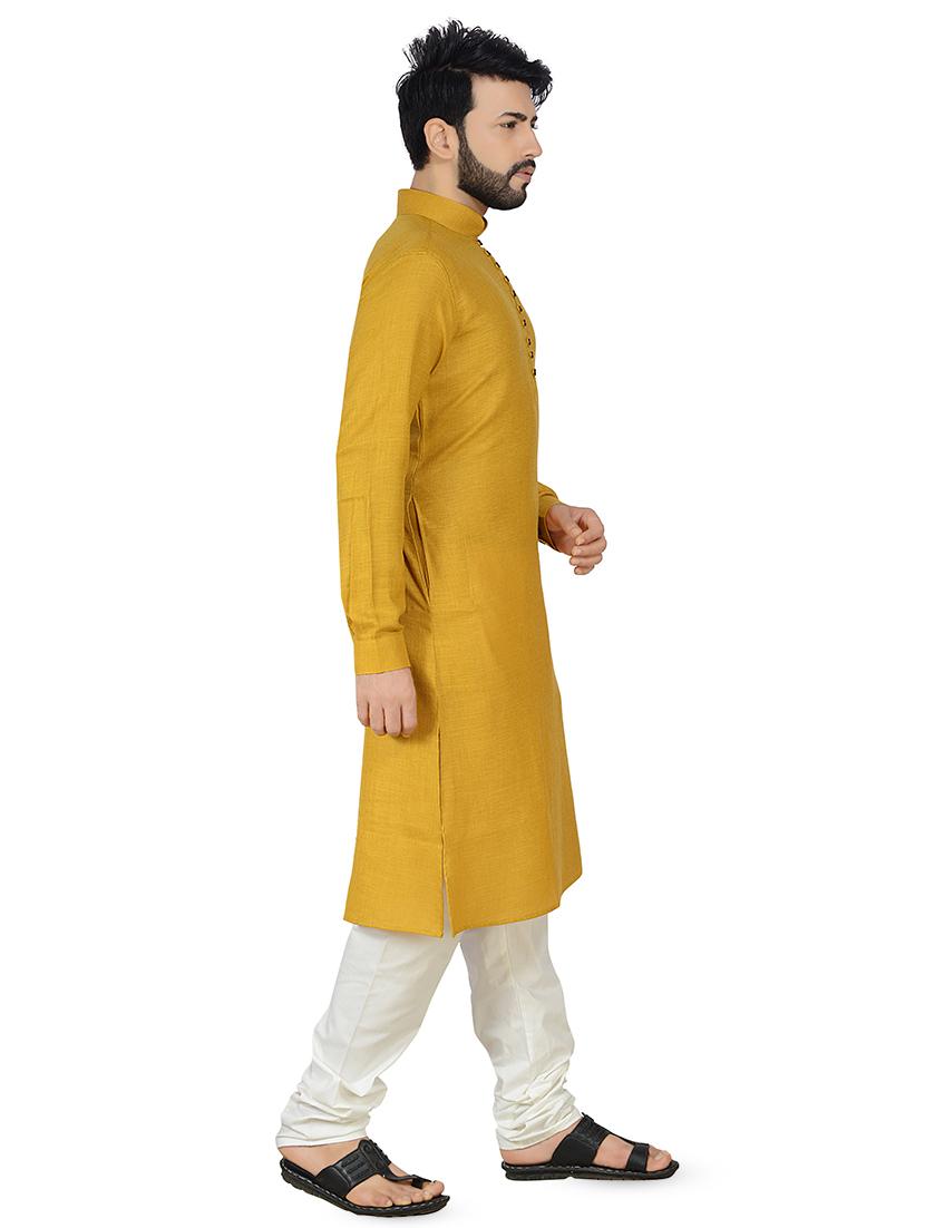 yellow solid kurta pyjama set - 16674700 - Zoom Image - 2