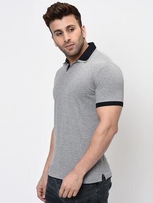 grey solid polo t-shirt - 16674823 - Standard Image - 2