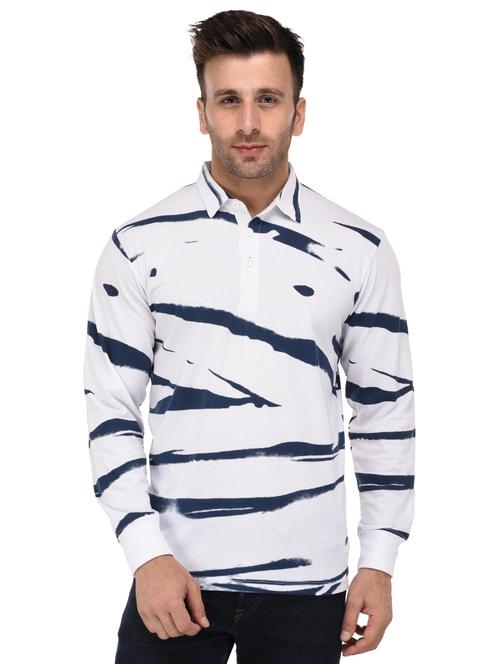 white tie & dye print collared t-shirt - 16674837 - Standard Image - 1