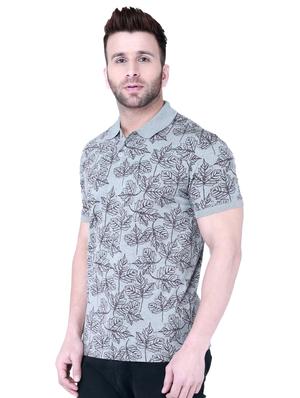 grey printed polo t-shirt - 16674860 - Standard Image - 2