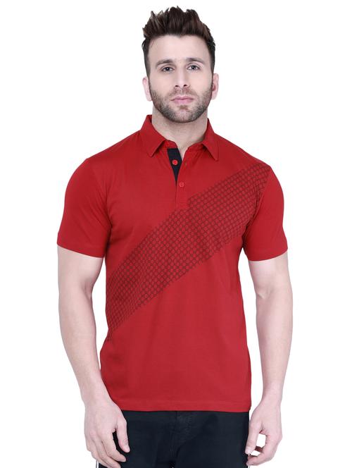 red chest print polo t-shirt - 16674864 - Standard Image - 1