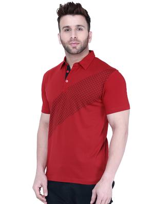 red chest print polo t-shirt - 16674864 - Standard Image - 2